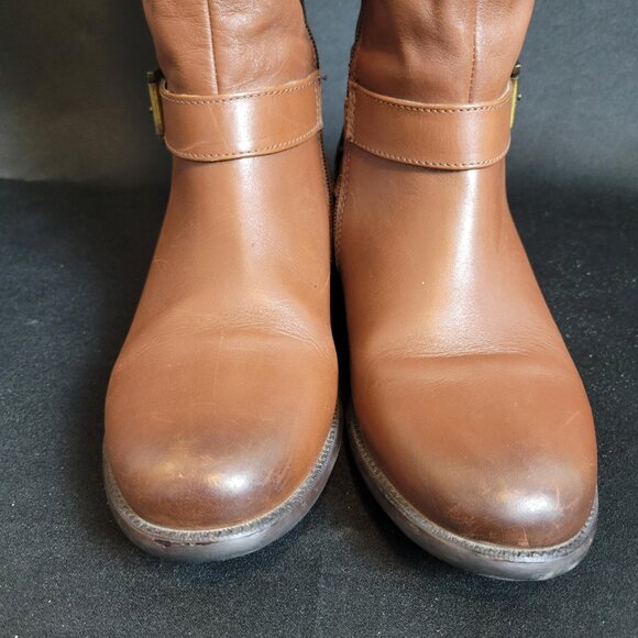 Clarks Brown Leather Knee High Riding Boots Women’s 9M Camel Tan Equestrian Fall - Picture 6 of 9